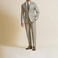 Suit - Loro Piana Taupe Wool-Cashmere with Chalk Stripe 5919 OMJ Clothing