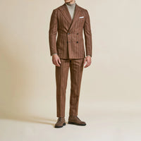 Suit - Ginger Stretch Wool-Cashmere with Chalk Stripe 5926 OMJ Clothing