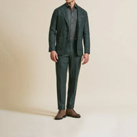 Suit - Loro Piana Dark Green Stretch Wool Blend Flannel 5928 OMJ Clothing