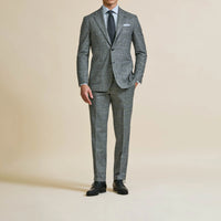 Suit - Loro Piana Black-White Wool Cashmere Glencheck with Cobalt Blue Windowpane 5934 OMJ Clothing