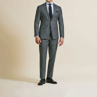 Suit - Black Wool-Cashmere Micro-Check with Prussian Blue Overcheck 5935 OMJ Clothing
