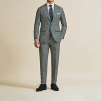 Suit - Loro Piana Black-White Stretch Wool Glencheck 5939 OMJ Clothing