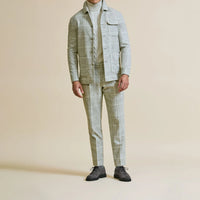 Suit - Light Grey Alpaca Wool Blend Glencheck with White Windowpane 5941 OMJ Clothing