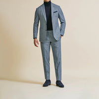 Suit - Mixed Blue-White Natural Bi-Stretch s130 Wool Micro-Houndstooth 5952 OMJ Clothing