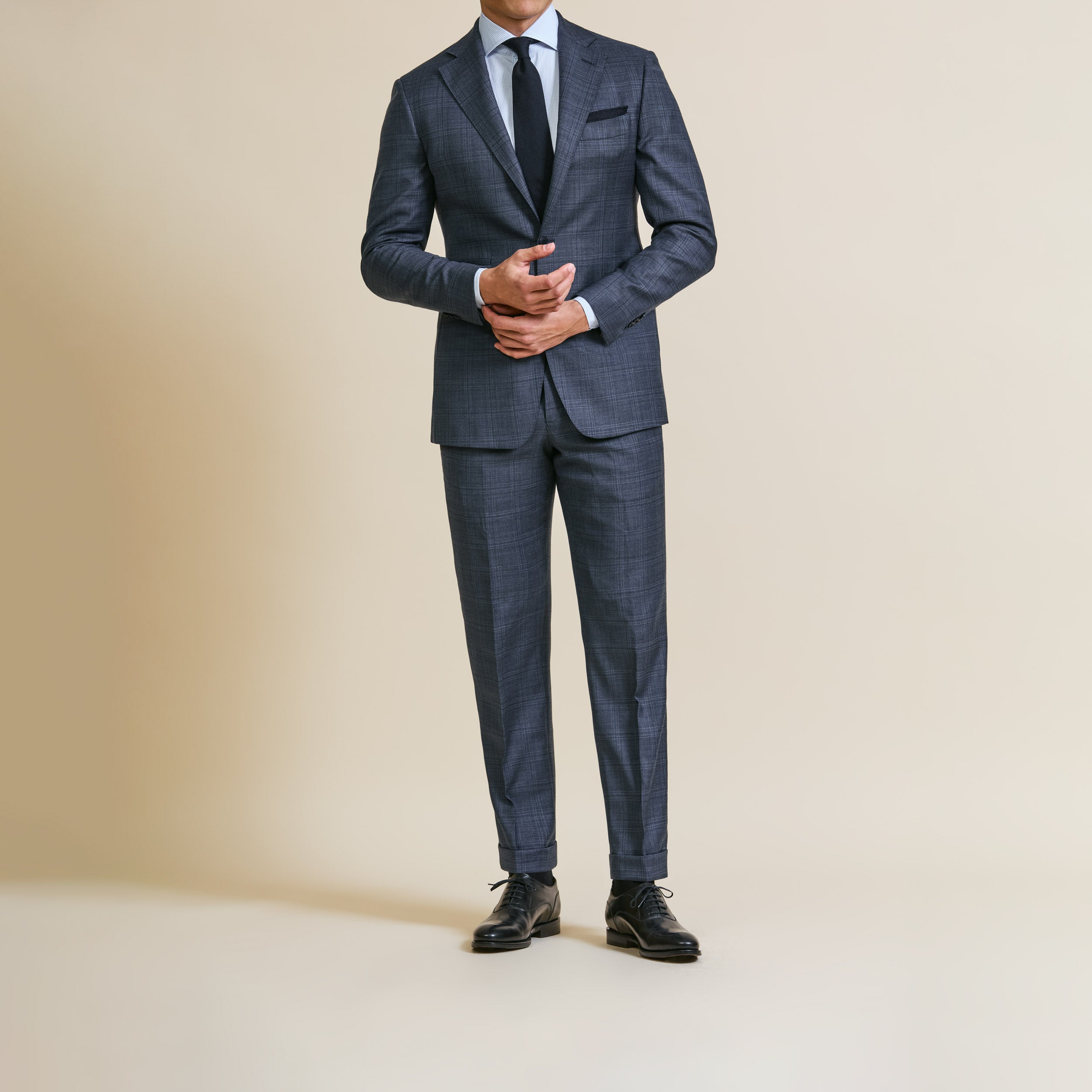 Suit - Loro Piana Slate Blue Wool Sharkskin with Check 5956 – OMJ