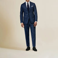 Suit - Loro Piana Neopolitan Blue Natural Stretch s120 Wool with Midnight Blue Glen check 5964 OMJ Clothing
