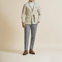 Sport Coat - Sand Wool-Cashmere Basketweave with Tonal Windowpane 9053 OMJ Clothing