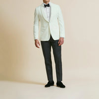 Sport Coat - White Stretch Cotton Velvet 9064 OMJ Clothing