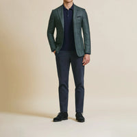 Sport Coat - Loro Piana Sage Green Wool-Silk Basketweave with Blue Check 9073 OMJ Clothing