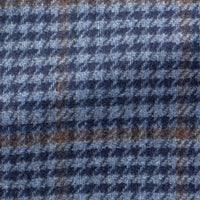 Sport Coat - Loro Piana Two Blue Wool-Cashmere Houndstooth with Brown Overcheck 9077 OMJ Clothing