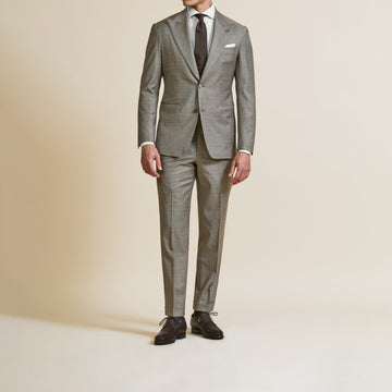 Suit - Loro Piana Dark Taupe Stretch Wool with Micro-Check 5923