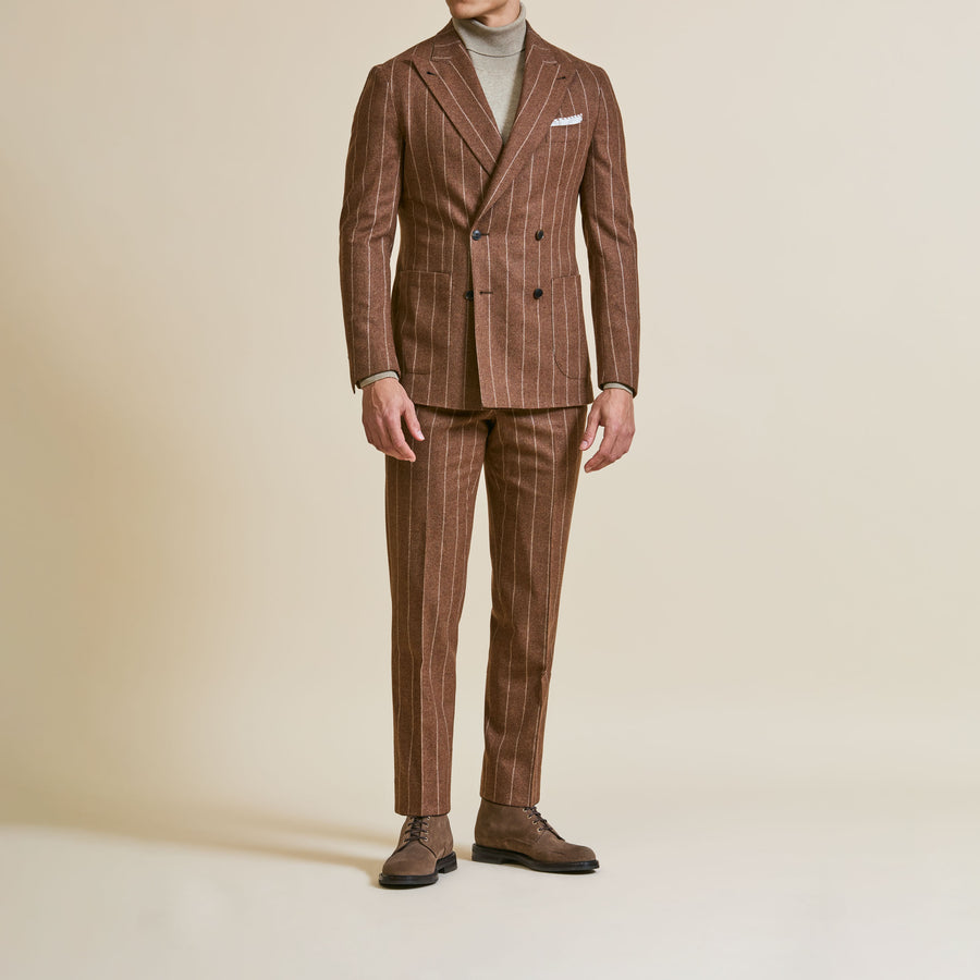 Suit - Ginger Stretch Wool-Cashmere with Chalk Stripe 5926