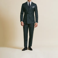 Suit - Loro Piana Dark Green Wool Glencheck with Blue Overcheck 5931