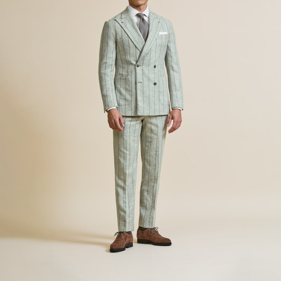 Suit - Stone Grey Alpaca Wool Blend with Cinnamon Stripe 5943