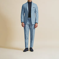 Suit - Sky Blue Wool-Cashmere Plain Weave 5951