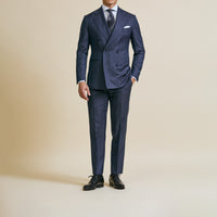 Suit - Dark Blue Natural Bi-Stretch s130 Wool Solaro Herringbone 5958