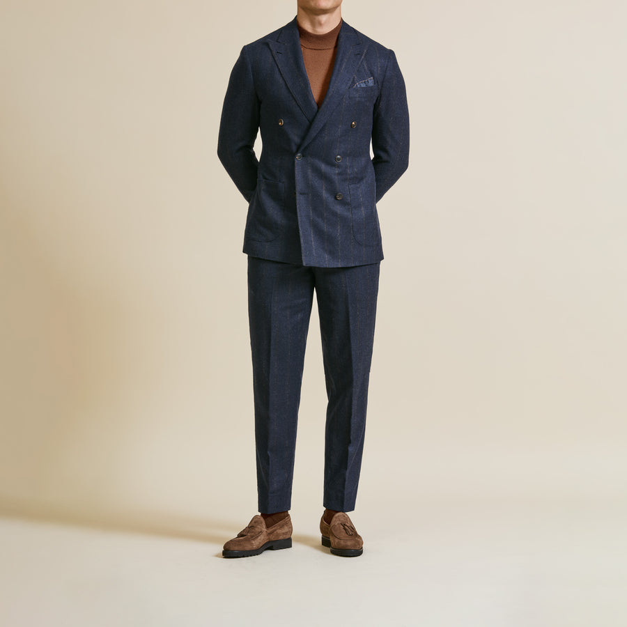 Suit - Navy Alpaca Wool Blend with Cinnamon Stripe 5960