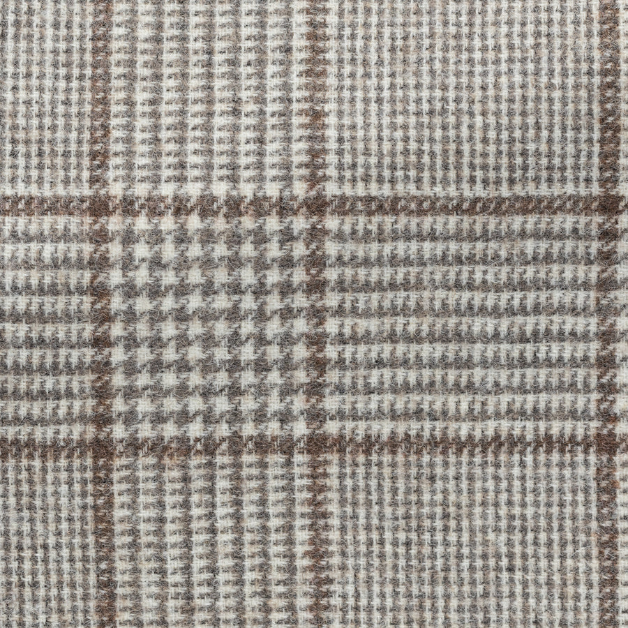 Sport Coat - Taupe Alpaca-Wool-Blend Houndstooth with Brown Overcheck 9058