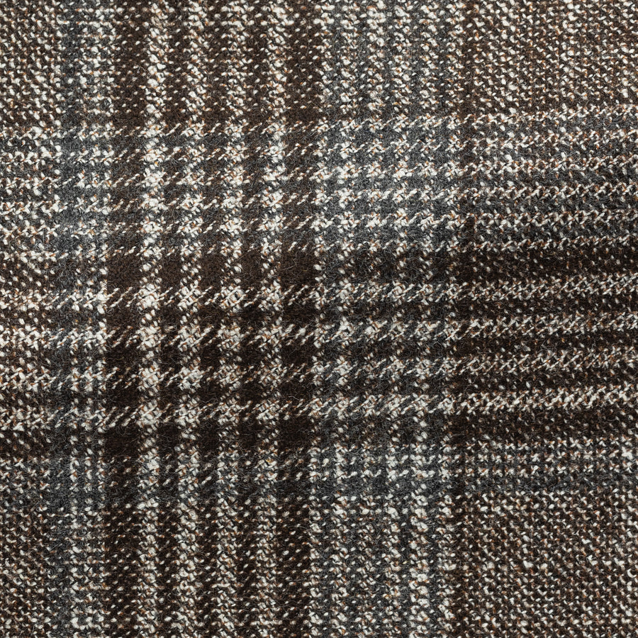 Sport Coat - Loro Piana Dark Brown Wool-Silk Cashmere Glencheck with Grey Windowpane 9062