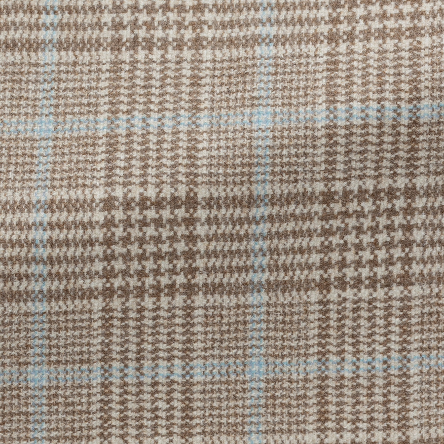 Sport Coat - Loro Piana Tan Wool-Cashmere Glen check with Light Blue Overcheck 9086