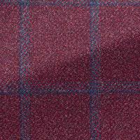 Sport Coat - Loro Piana Berry Red Wool-Silk with Blue Windowpane 9090