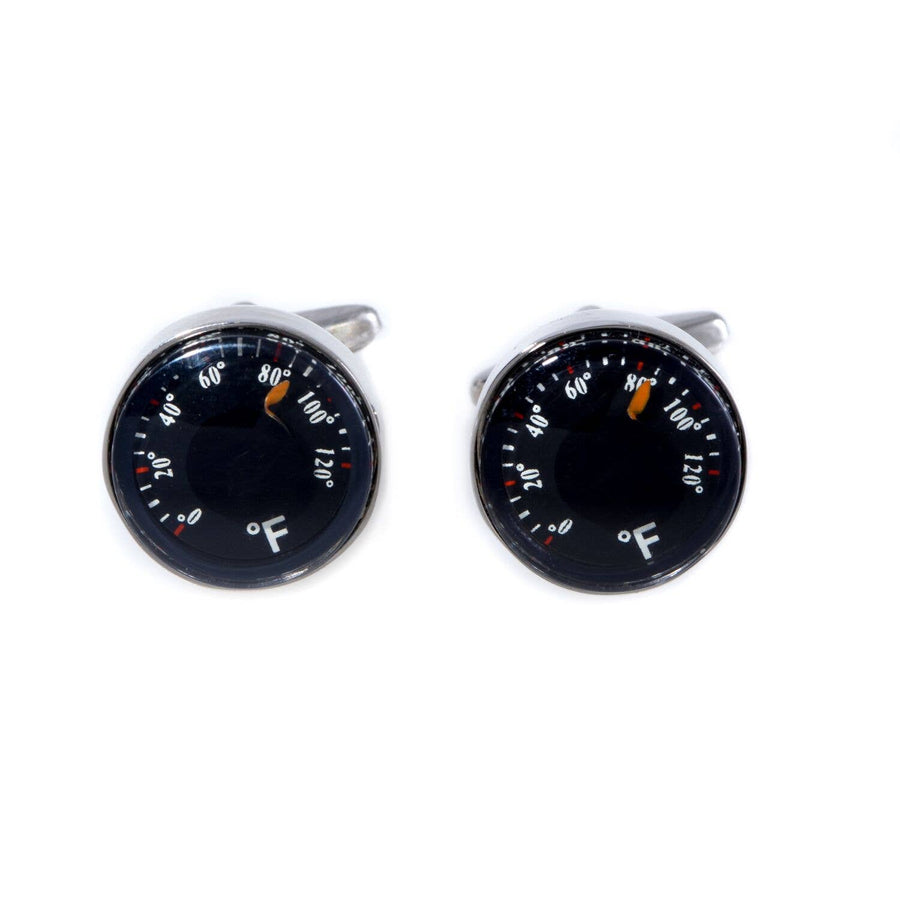 Rhodium Plated Functional Thermometer Cufflinks